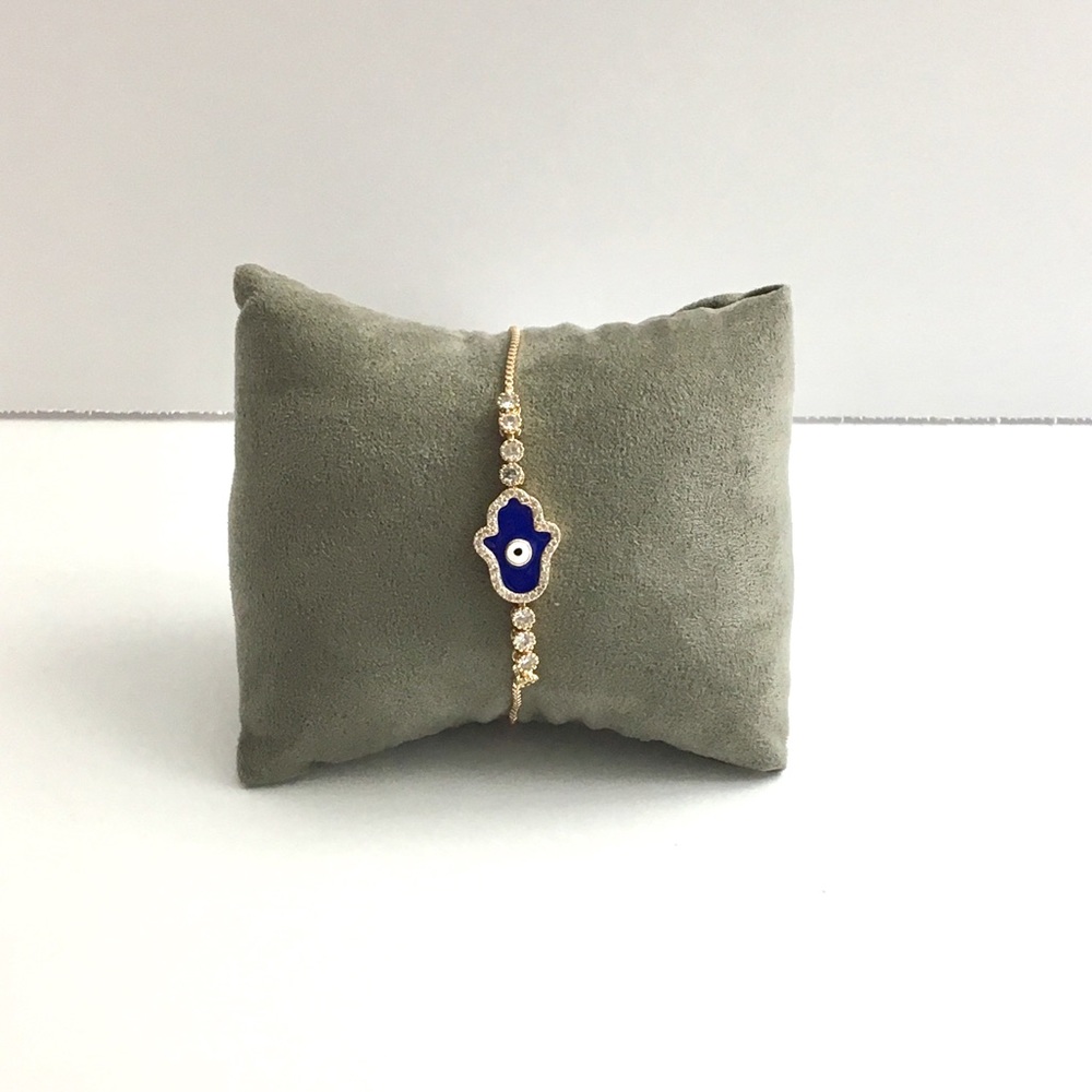Adjustable Gold Stainless Steel Bracelet/Hamsa.